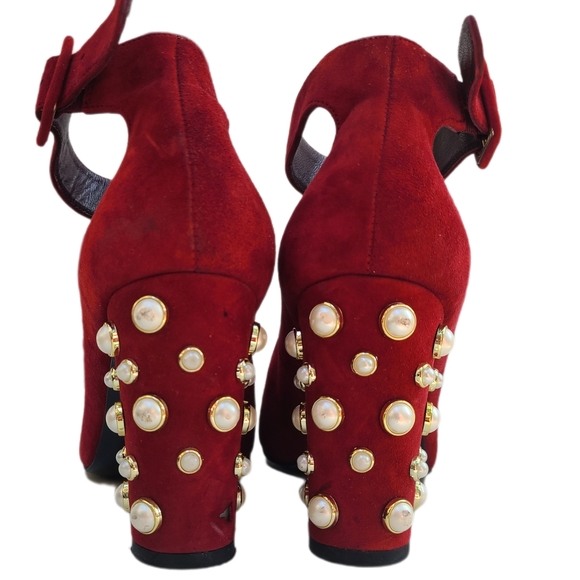 Stuart Weitzman 'Pearl Clarisa' Suede Ankle Strap Block Heel Pump FIXRUP 39 - Picture 5 of 9